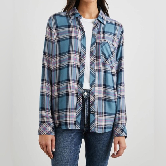 NWOT Rails Hunter Shirt In Blue Jasper Blush Size S $178 - Picture 10 of 10